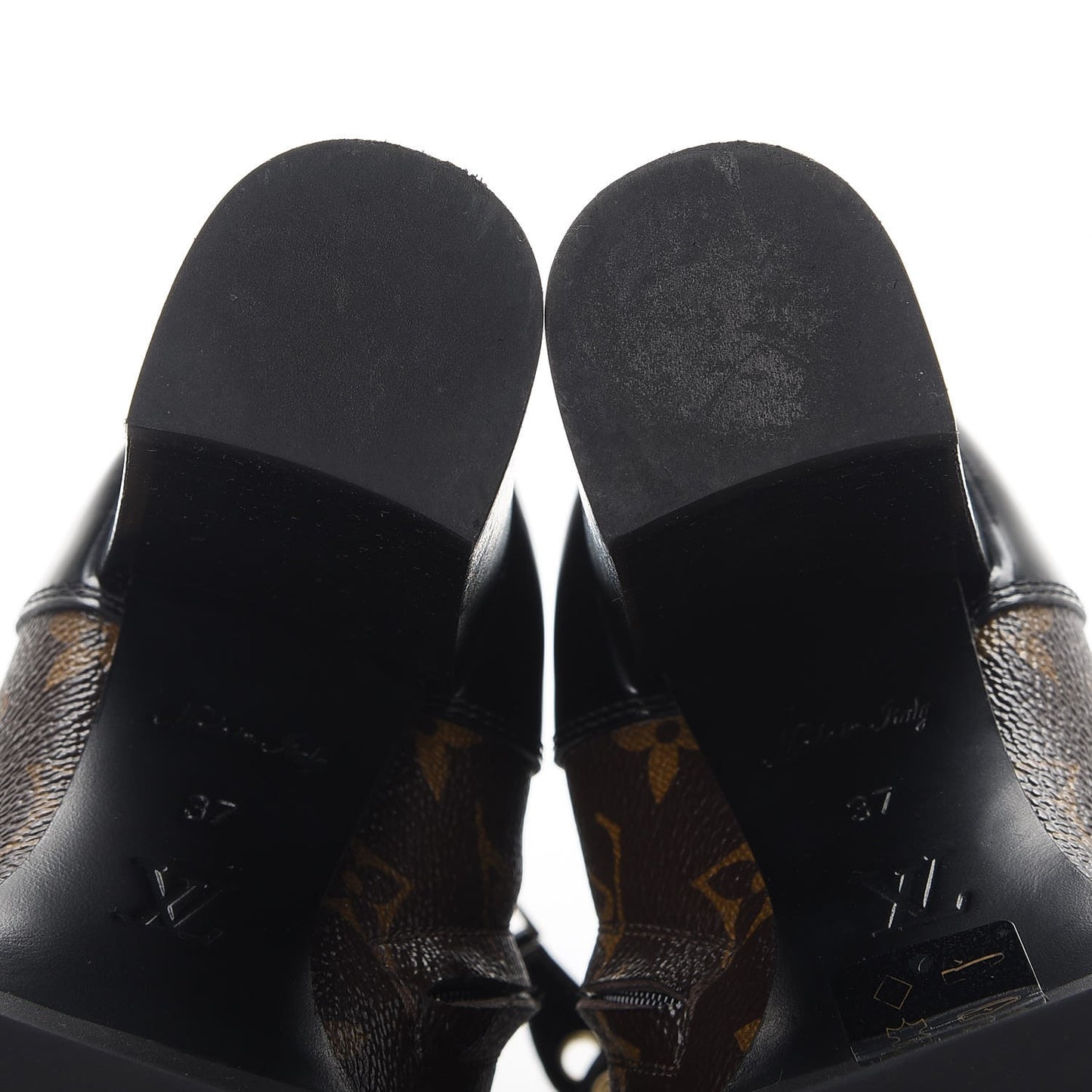 Patent Calfskin Monogram Star Trail Ankle Boots 37 Black