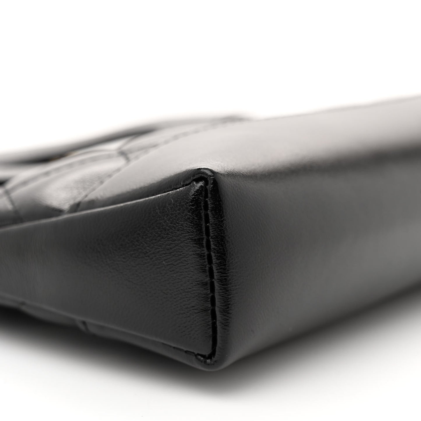 Shiny Crumpled Calfskin Quilted Nano 31 Shopping Bag Black