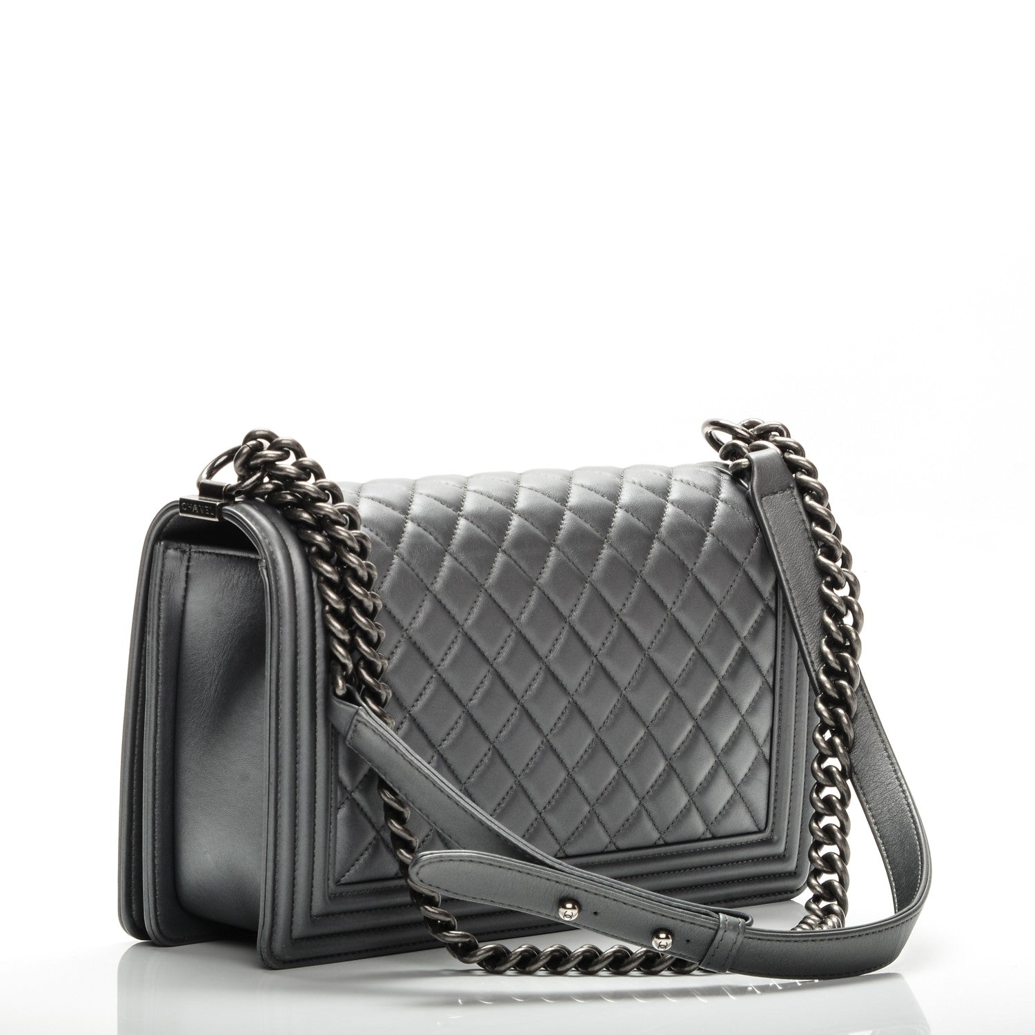 Chanel Calfskin Quilted New Medium Boy Flap Grey 3 of 7