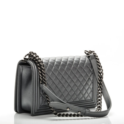 Chanel Calfskin Quilted New Medium Boy Flap Grey 3 of 7