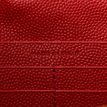 Saint Laurent Grain De Poudre Matelasse Chevron Monogram Chain Wallet Red 7 of 14
