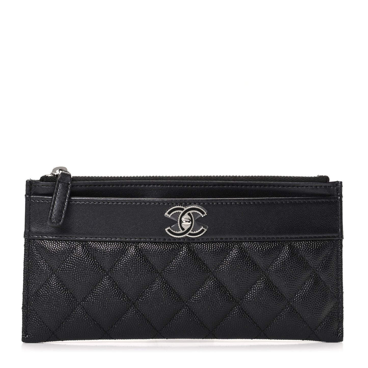 Caviar Quilted Mademoiselle Vintage Zip Pouch Black