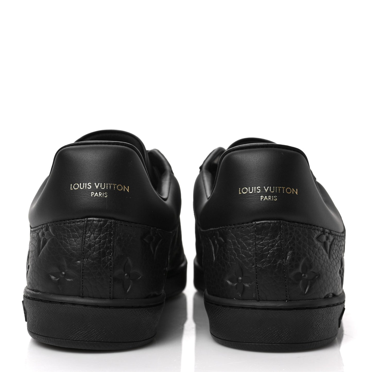 Grained Calfskin Embossed Monogram Mens Luxembourg Sneakers 10 Black