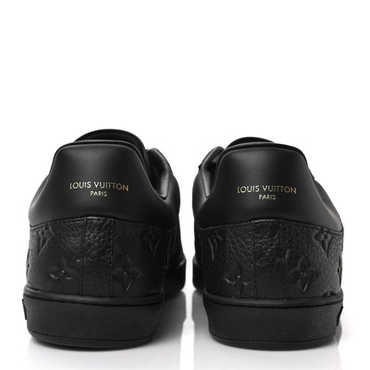 Louis Vuitton Grained Calfskin Embossed Monogram Mens Luxembourg Sneakers 10 Black 5 of 8