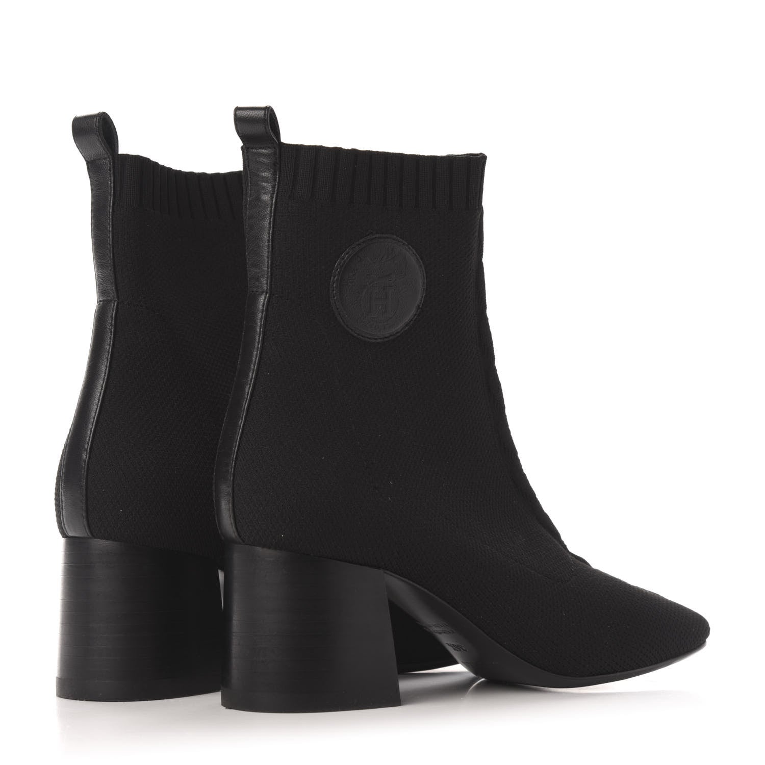 Hermes Knit Calfskin Volver Ankle Boots 36.5.5 Black 4 of 7