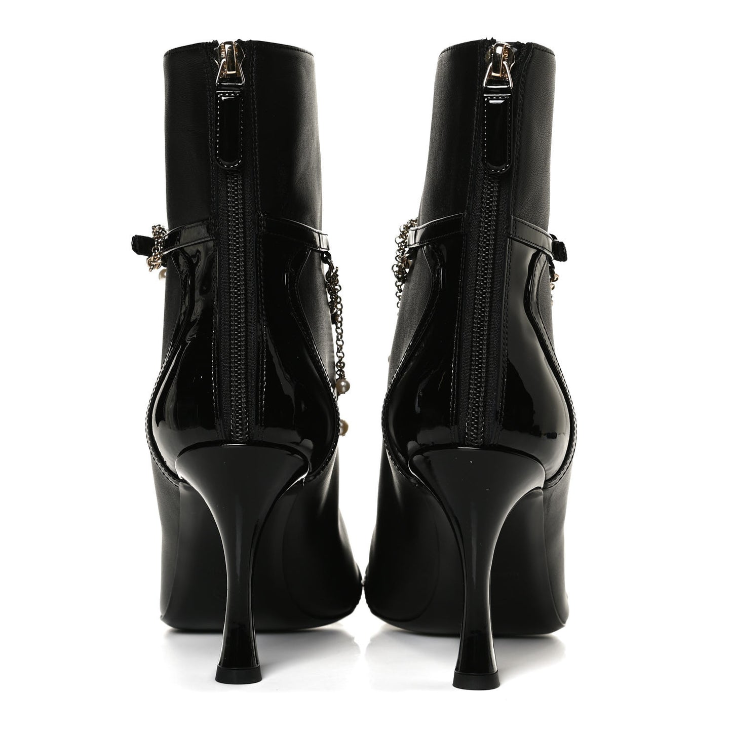 Lambskin Patent Calfskin Ankle Boots 40 Black