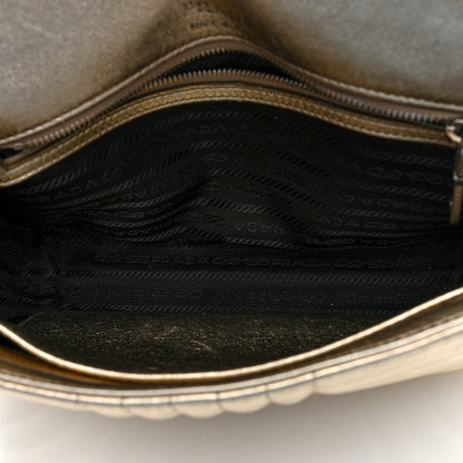 Prada Metallic Nappa Impunture Diagramme Medium Chain Flap Shoulder Bag  Gold 5 of 9