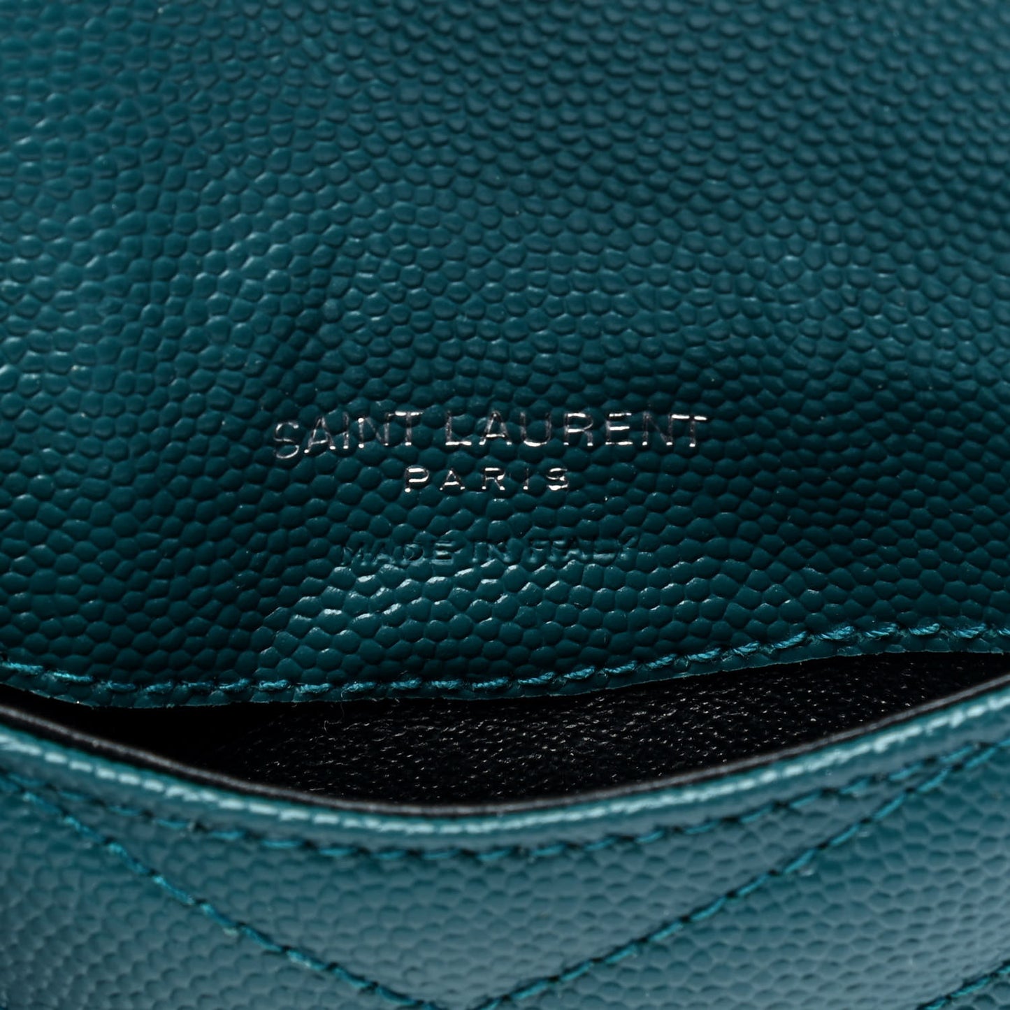 Grain De Poudre Matelasse Chevron Monogram Compact Wallet Petrol Green