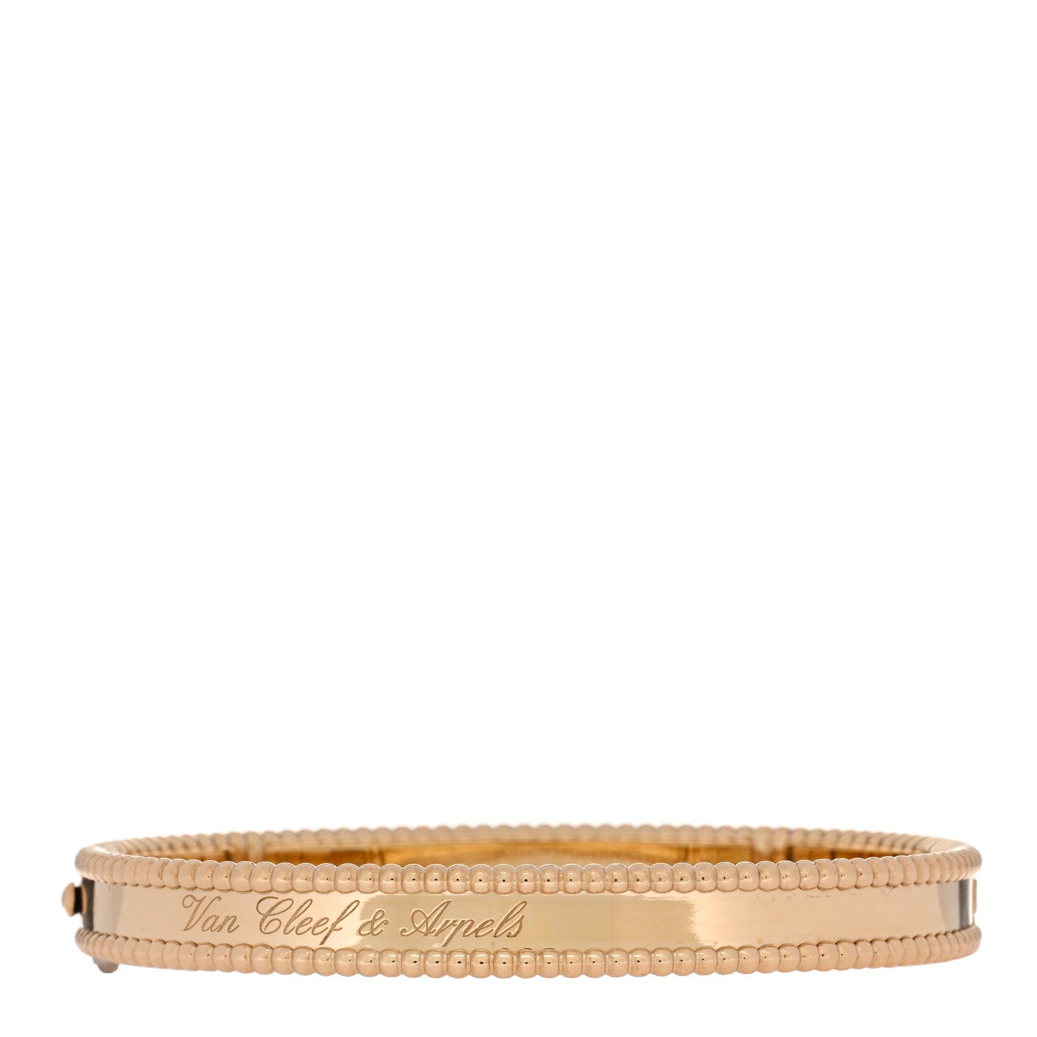 Van Cleef & Arpels 18K Yellow Gold Perlee Signature Bangle Bracelet L 2 of 4