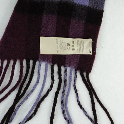 Burberry Cashmere Giant Check Fringe Skinny Scarf Plum 5 of 5