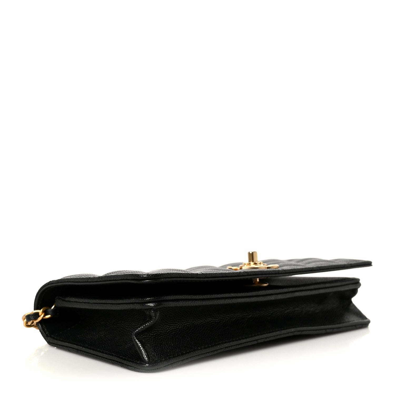 Chanel Caviar Quilted Camellia Clutch With Chain Black 4 of 12