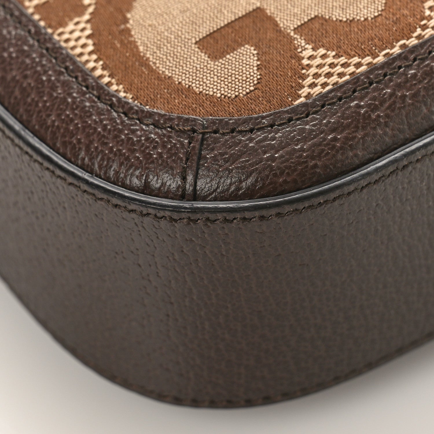 Gucci Monogram Jumbo GG Textured Dollar Calfskin Web Mini Horsebit 1955 Shoulder Bag Camel Ebony New Acero 7 of 8