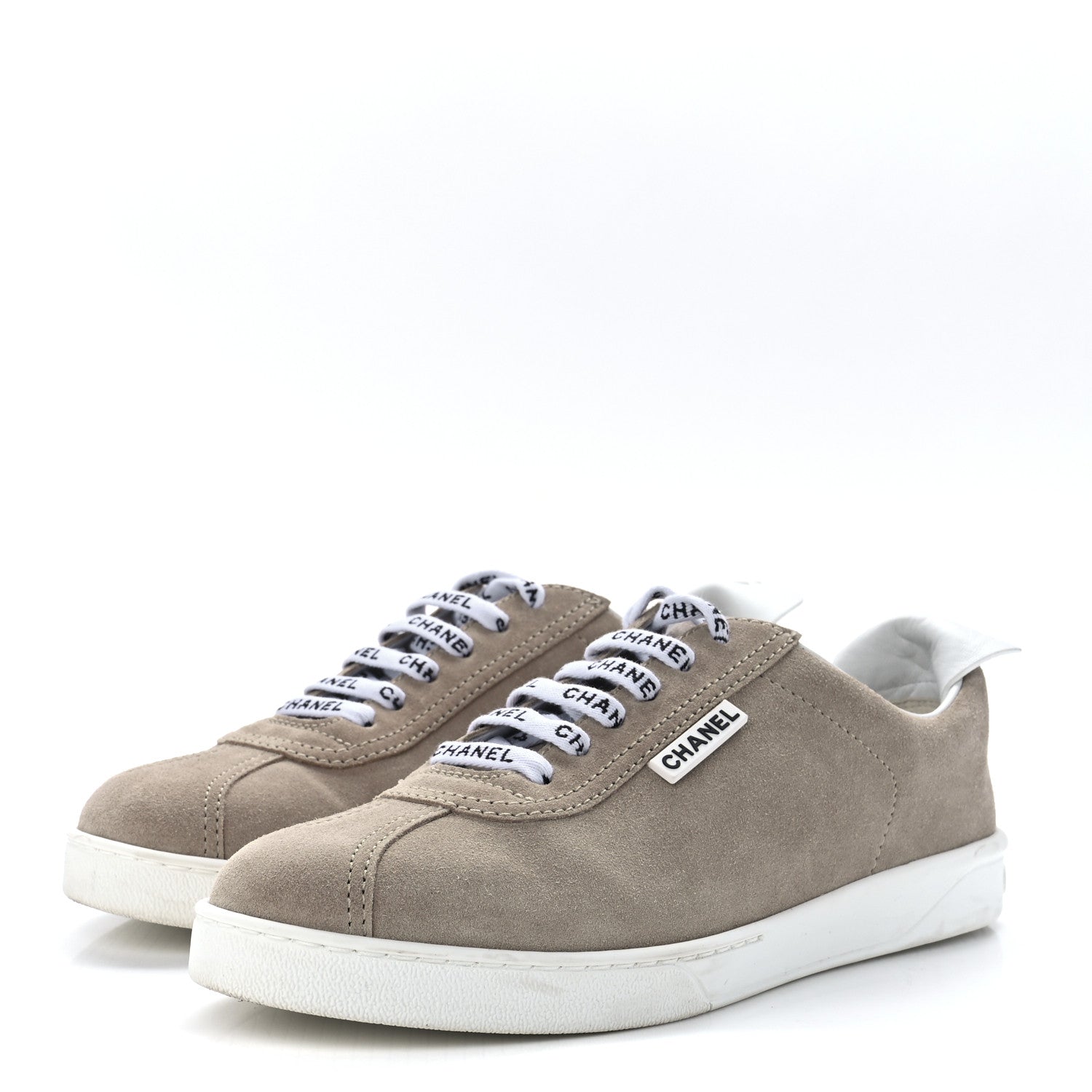 Chanel Suede Calfskin Womens Sneakers 40 Dark Beige 3 of 10