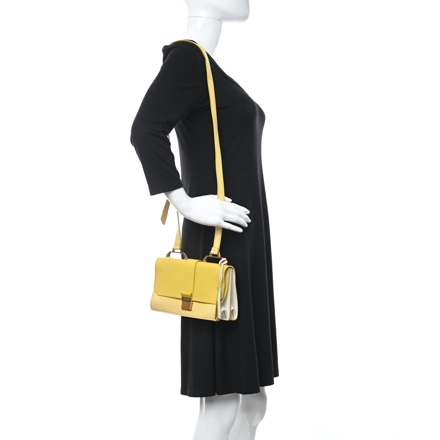 Goatskin Bandoliera Madras Bi-Color Shoulder Bag Yellow