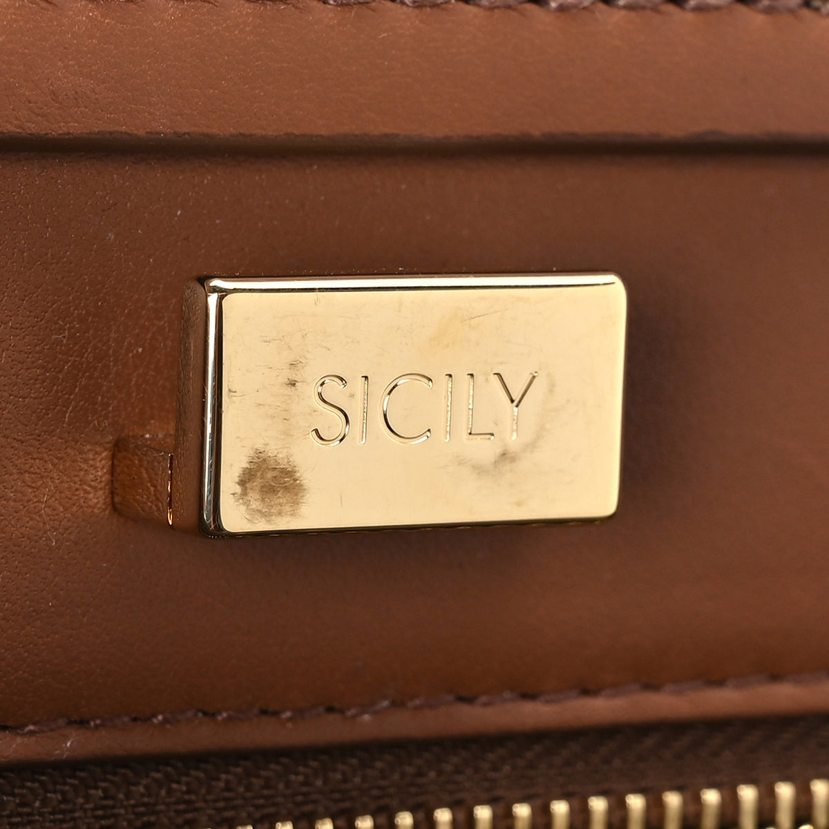 DOLCE GABBANA Vitello Morbido Small Sicily 62 Bag Brown