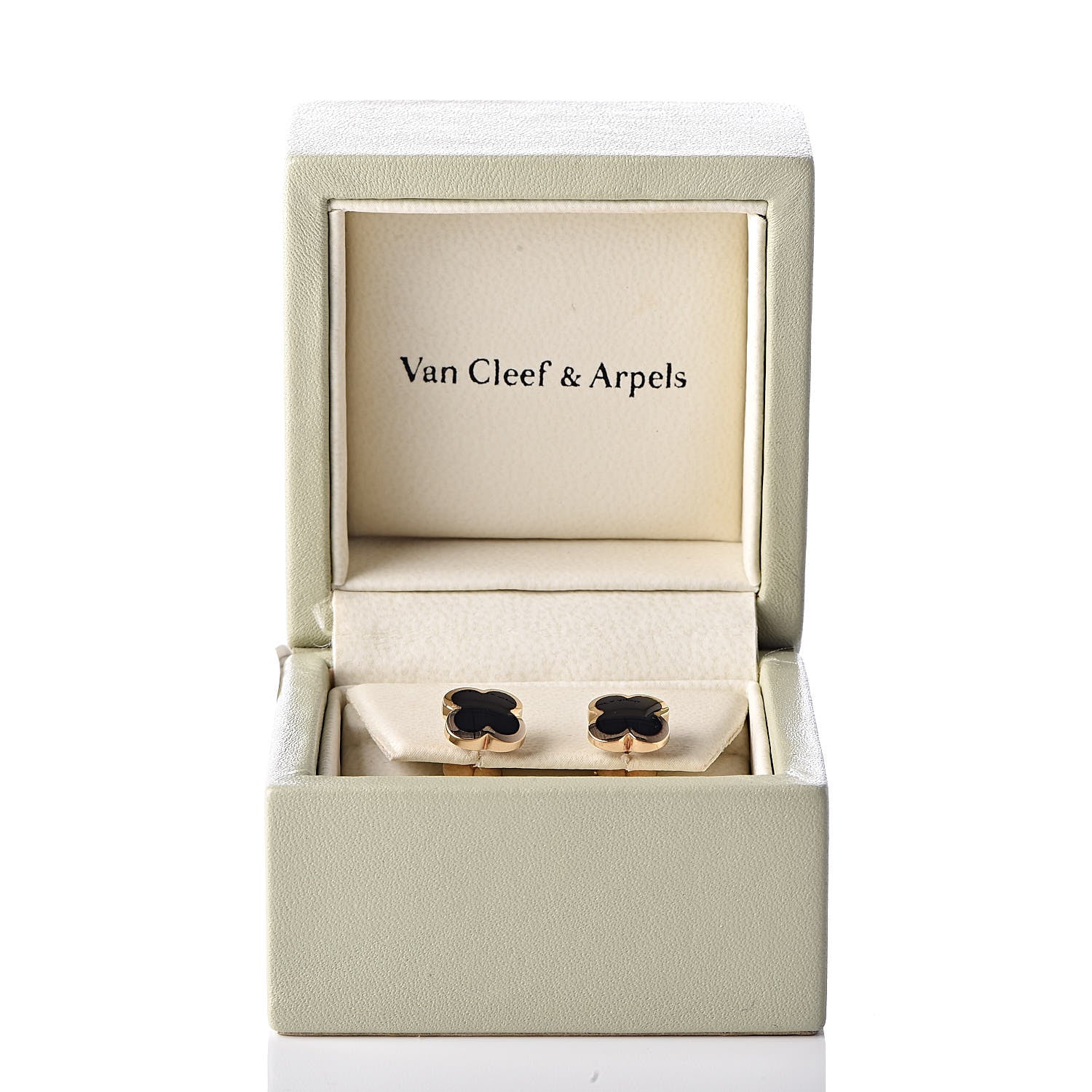 Van Cleef & Arpels 18K Yellow Gold Onyx Pure Alhambra Earrings 6 of 6