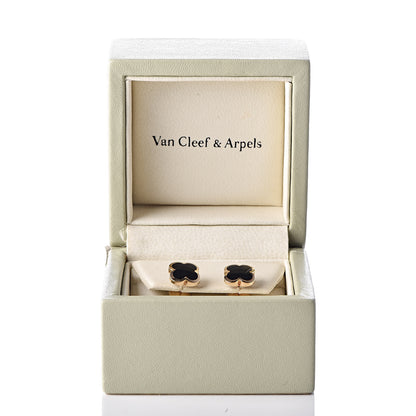 Van Cleef & Arpels 18K Yellow Gold Onyx Pure Alhambra Earrings 6 of 6