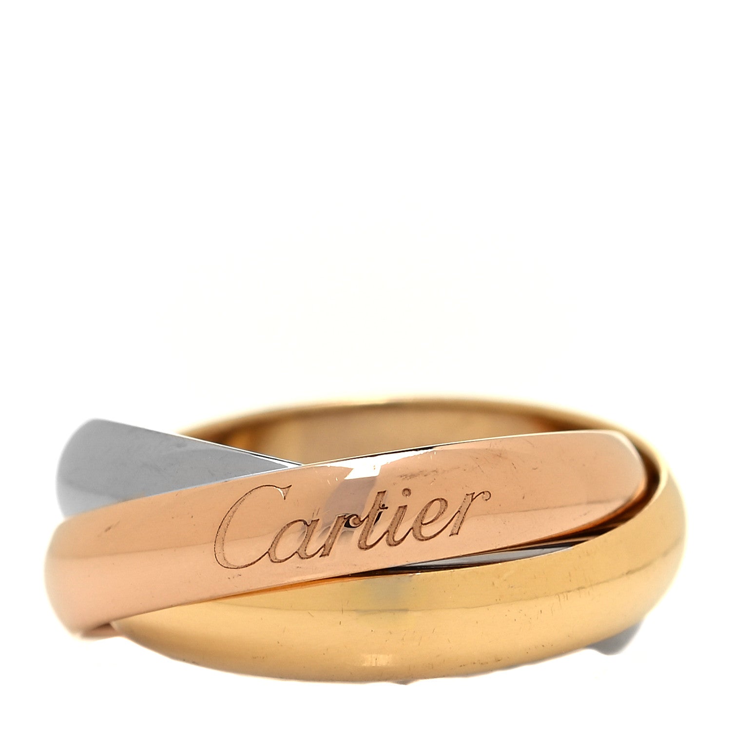 Cartier 18K Pink Yellow White Gold Classic Trinity Ring 48 4.5 1 of 5