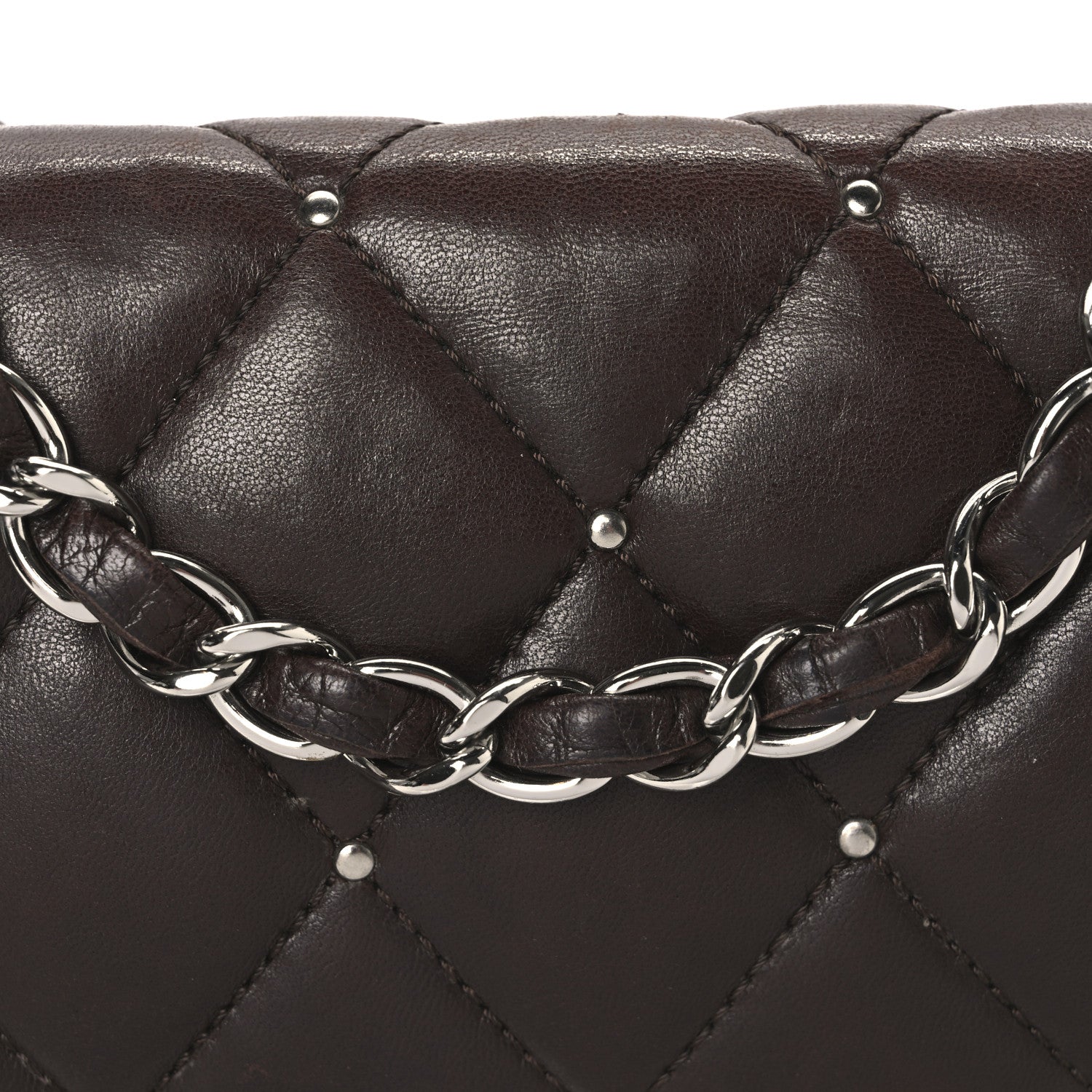 Chanel Lambskin Studded Medium Flap Brown 8 of 12