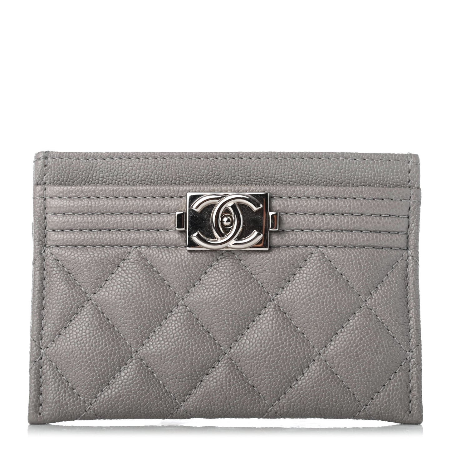 Caviar Quilted Boy Card Holder Grey