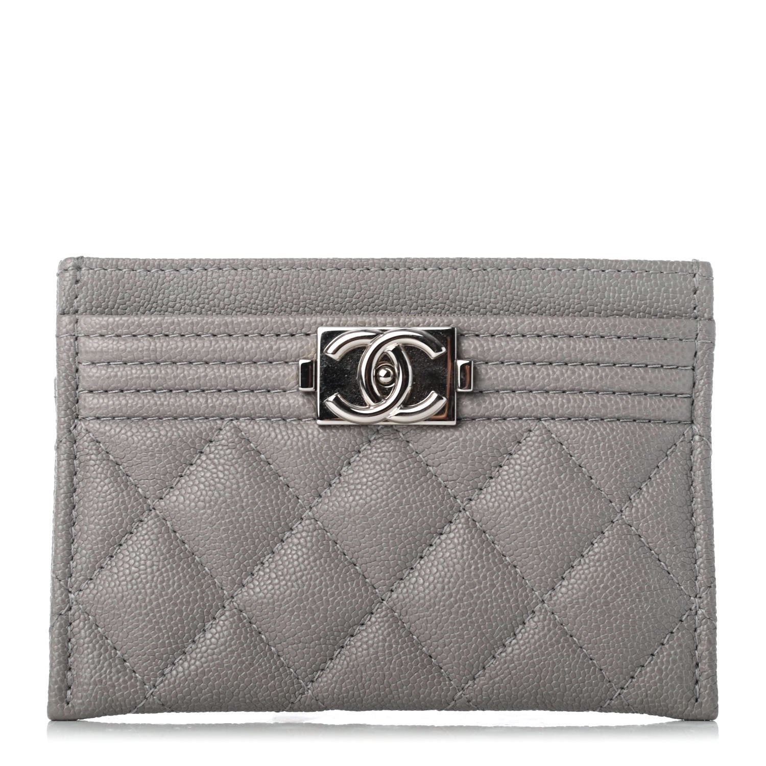 Chanel Caviar Quilted Boy Card Holder Grey 1 of 8