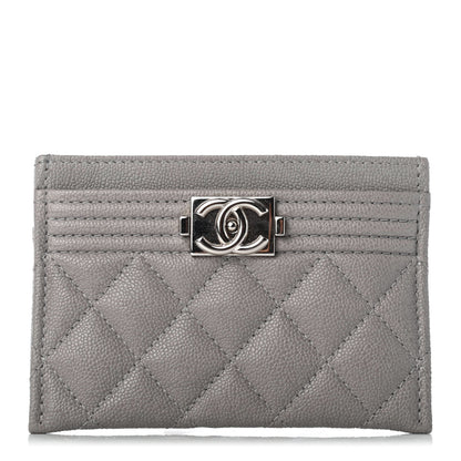 Chanel Caviar Quilted Boy Card Holder Grey 1 of 8