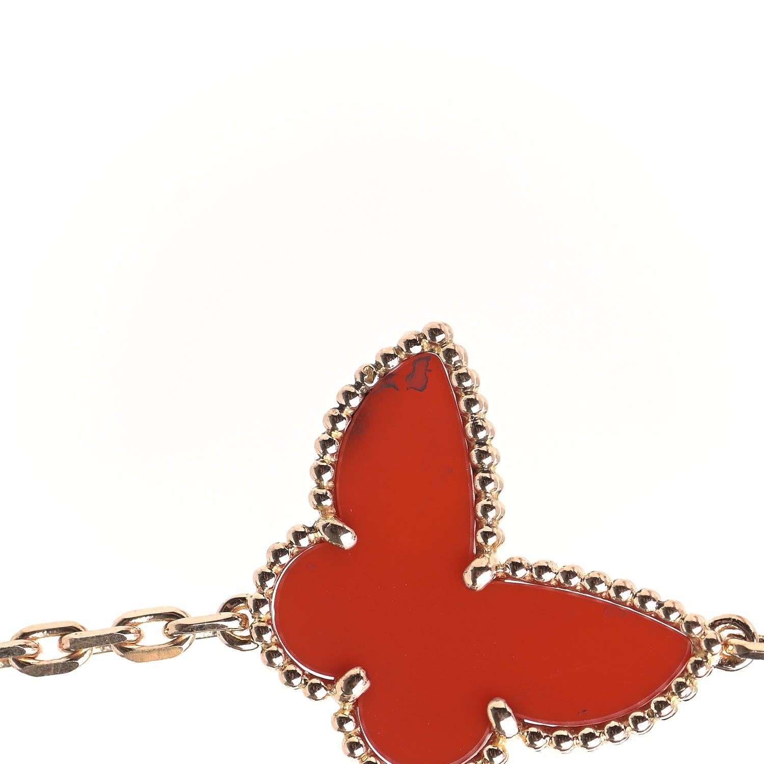 Van Cleef & Arpels 18K Rose Gold Carnelian Byzantine 11 Motif Butterfly Alhambra Necklace 5 of 8