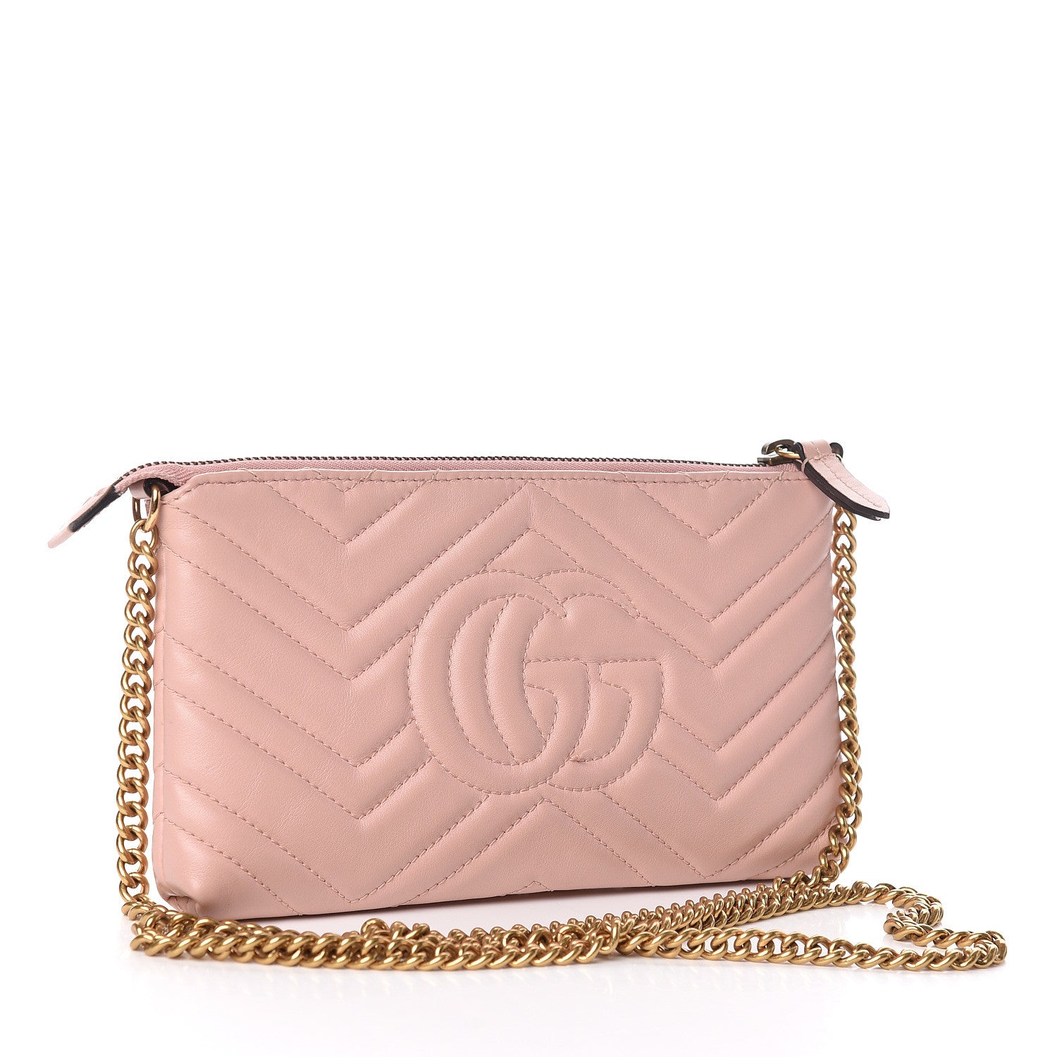 Gucci Calfskin Matelasse Mini GG Marmont Chain Bag Perfect Pink 3 of 19