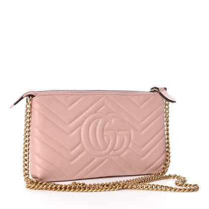 Gucci Calfskin Matelasse Mini GG Marmont Chain Bag Perfect Pink 3 of 19