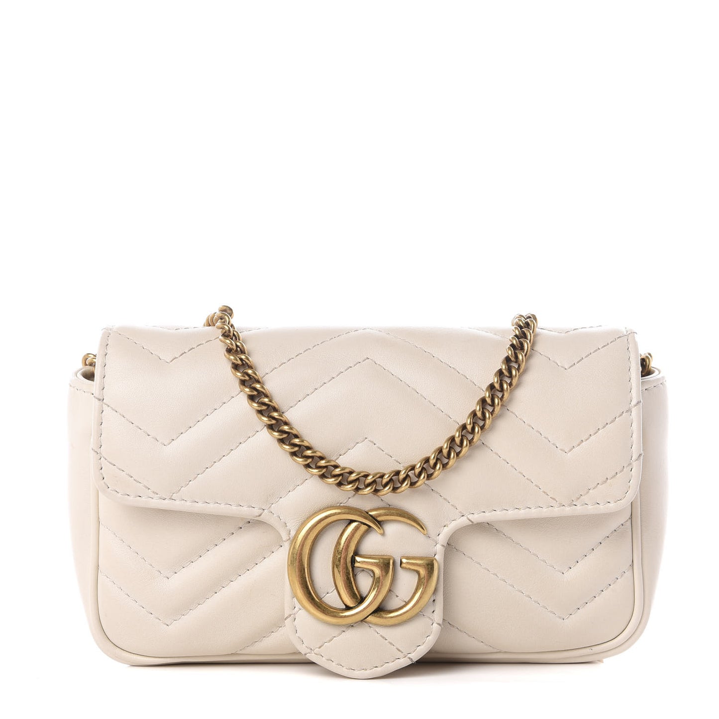 Calfskin Matelasse Super Mini GG Marmont Shoulder Bag White