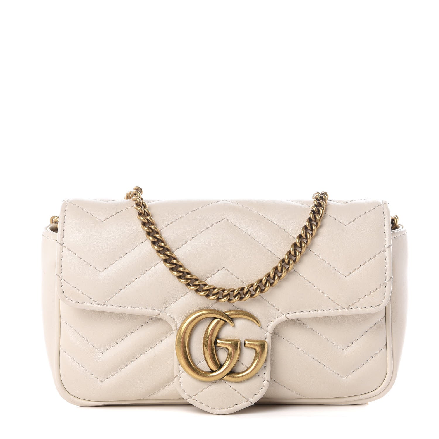 Gucci Calfskin Matelasse Super Mini GG Marmont Shoulder Bag White 1 of 11