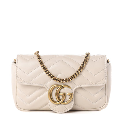 Gucci Calfskin Matelasse Super Mini GG Marmont Shoulder Bag White 1 of 11