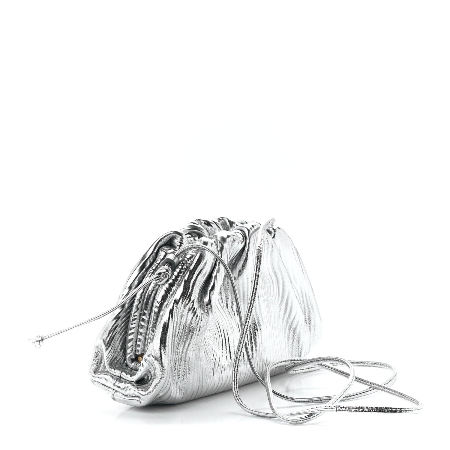 Bottega Veneta Metallic Bark Calfskin The Mini Pouch Silver 3 of 12