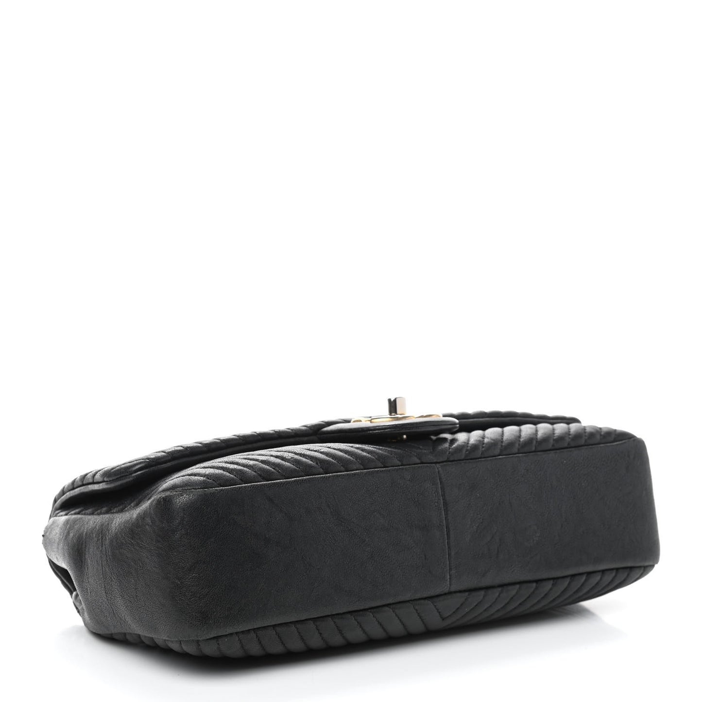 Calfskin Surpique Chevron Small Flap Black