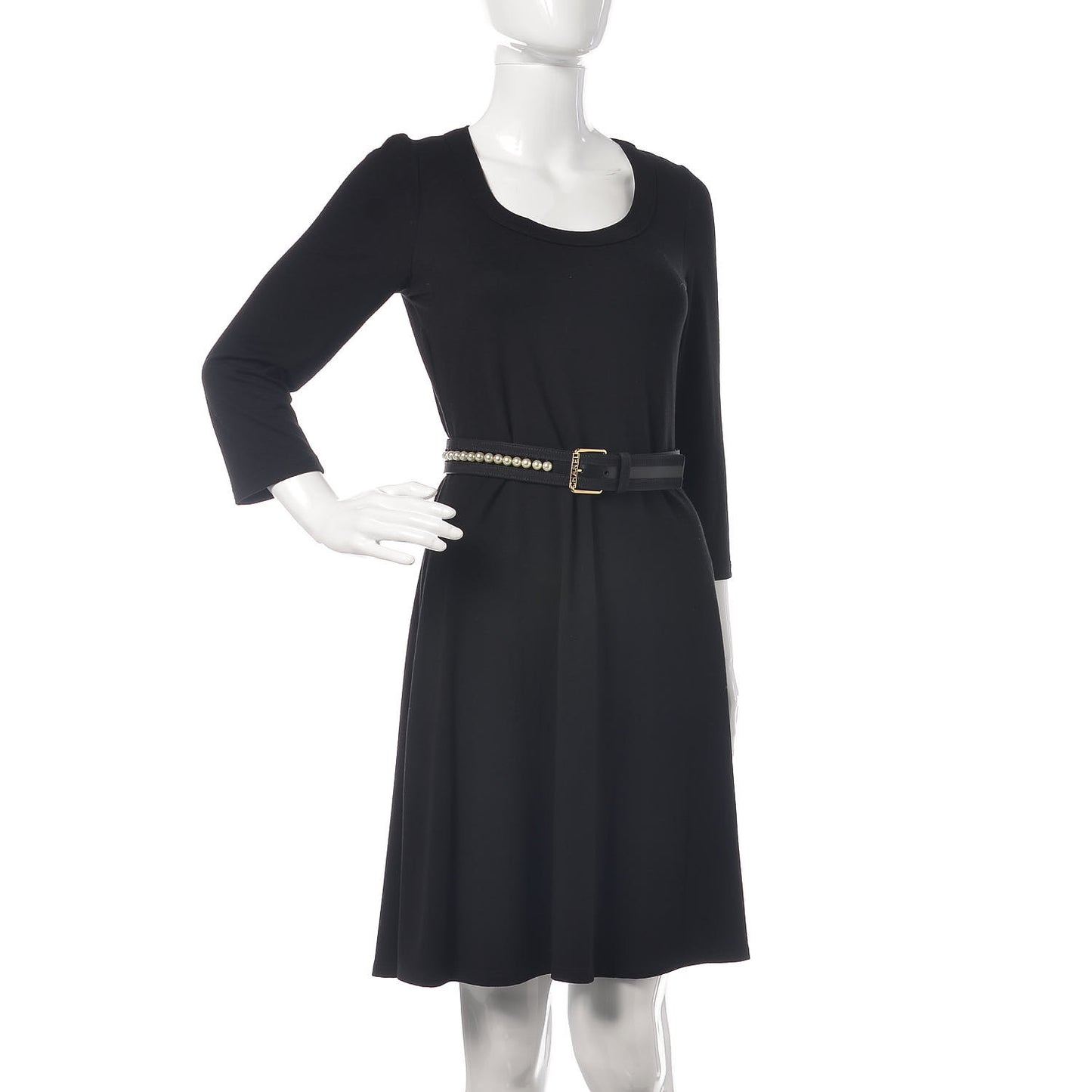 Grosgrain Calfskin Pearl CC Belt 70 28 Black