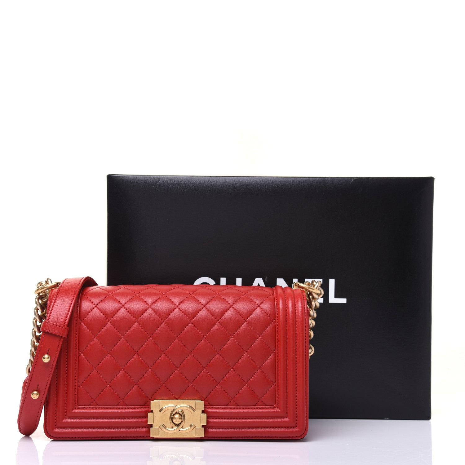 Chanel Lambskin Quilted Medium Boy Flap Red 17 of 17