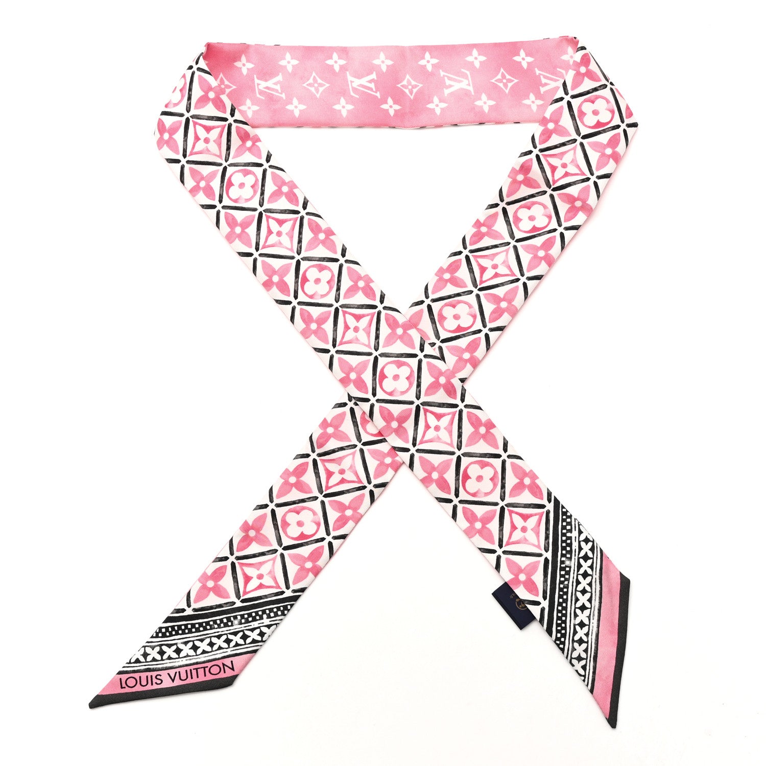 Louis Vuitton Silk Monogram Flower Tile BB Bandeau Pink 1793801