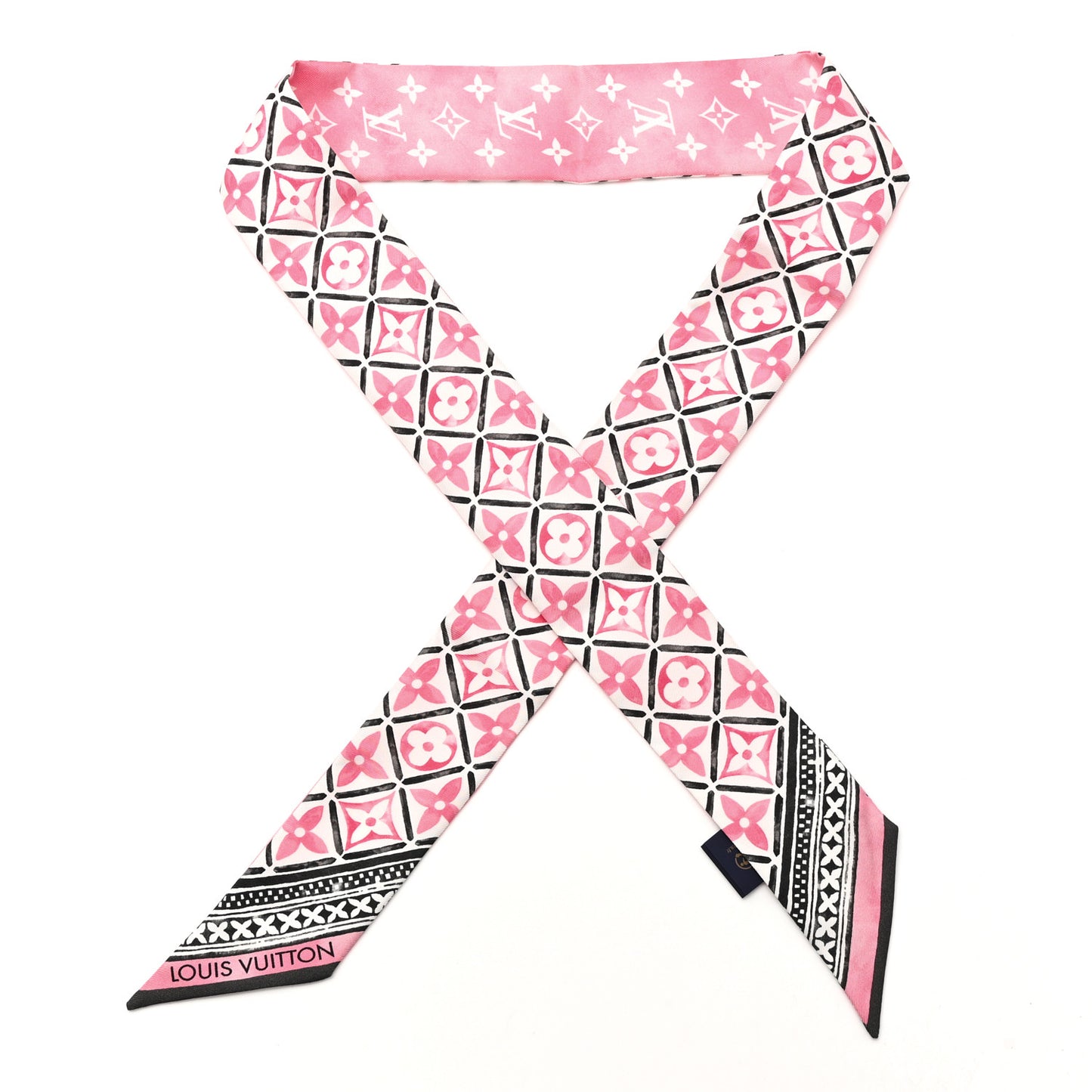 Silk Monogram Flower Tile BB Bandeau Pink