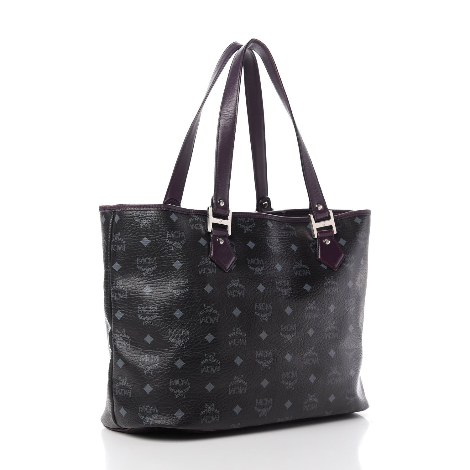 MCM Visetos Striped Munich Lion Tote Black 3 of 9