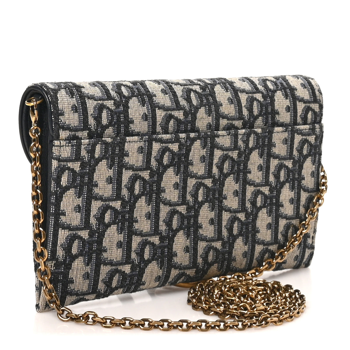 Oblique Saddle Chain Long Wallet Blue