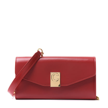 Celine Shiny Smooth Calfskin C Wallet On Chain Bag Red 1 of 11