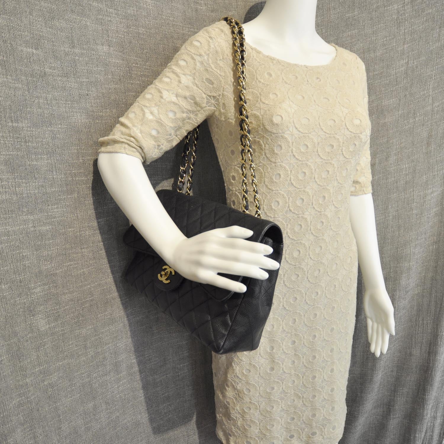 Chanel Caviar Quilted Jumbo Flap Black GHW 2 of 10