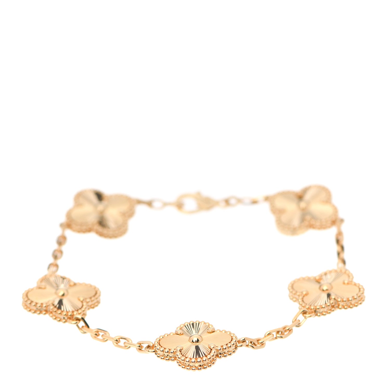 Van Cleef & Arpels 18K Yellow Gold 5 Motifs Guilloche Vintage Alhambra Bracelet 1 of 7