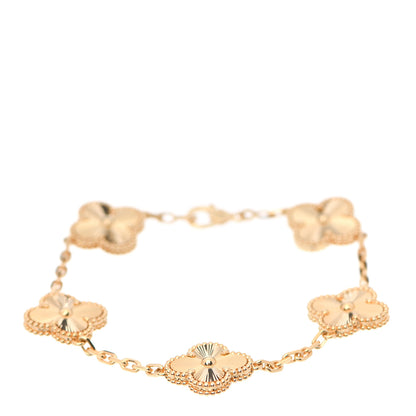 Van Cleef & Arpels 18K Yellow Gold 5 Motifs Guilloche Vintage Alhambra Bracelet 1 of 7