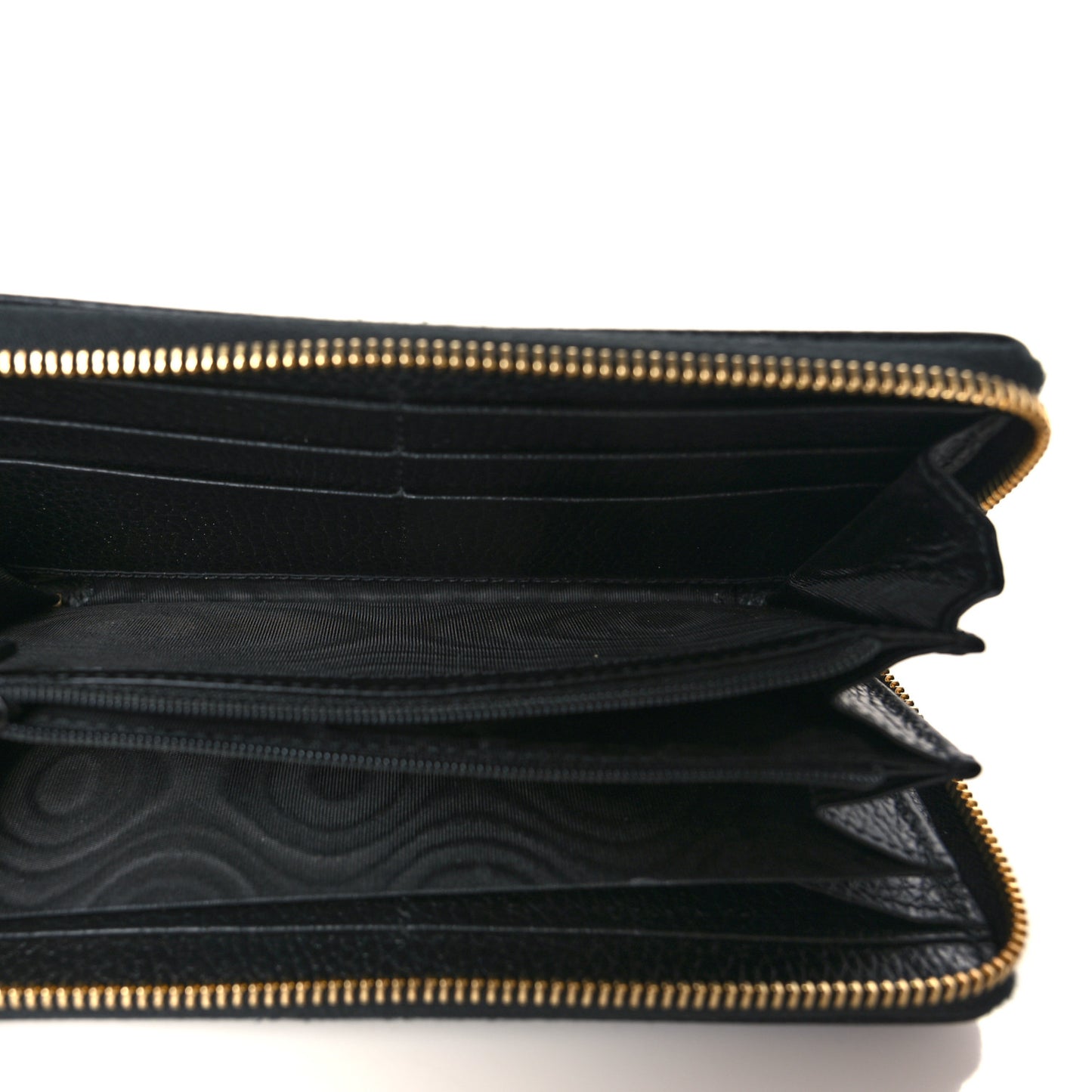 Dollar Calfskin GG Marmont Zip Around Wallet Black