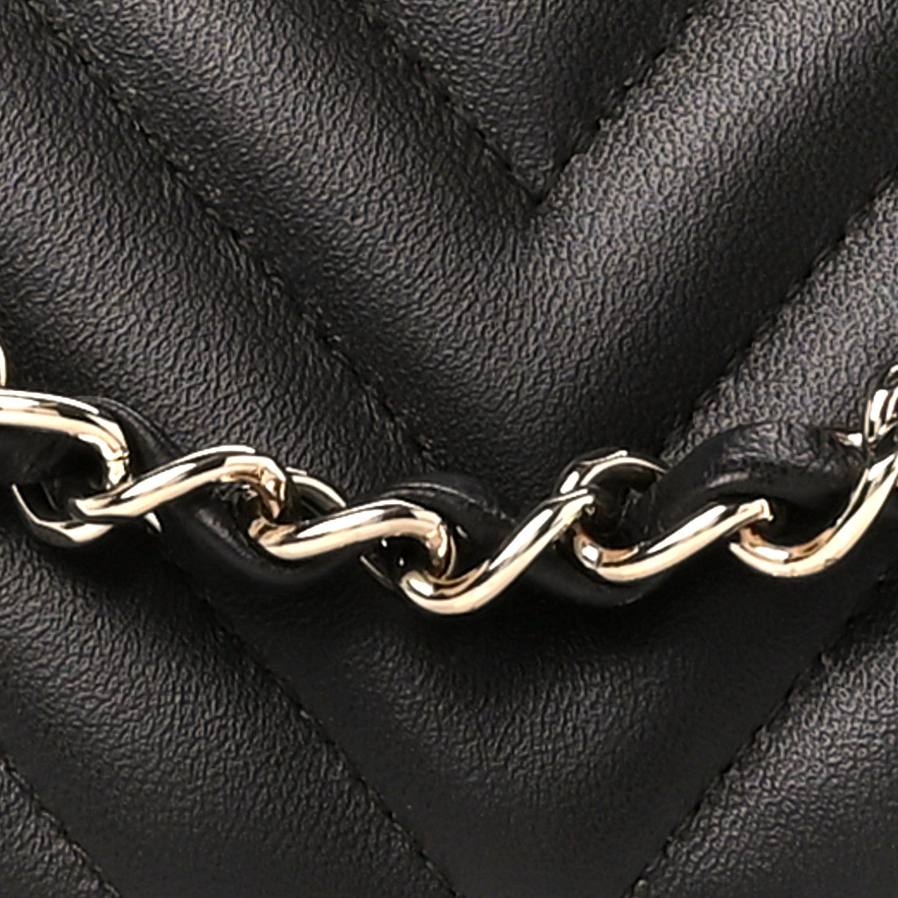 Chanel Lambskin Chevron Quilted Medium Double Flap Black 9 of 11