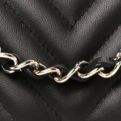 Chanel Lambskin Chevron Quilted Medium Double Flap Black 9 of 11