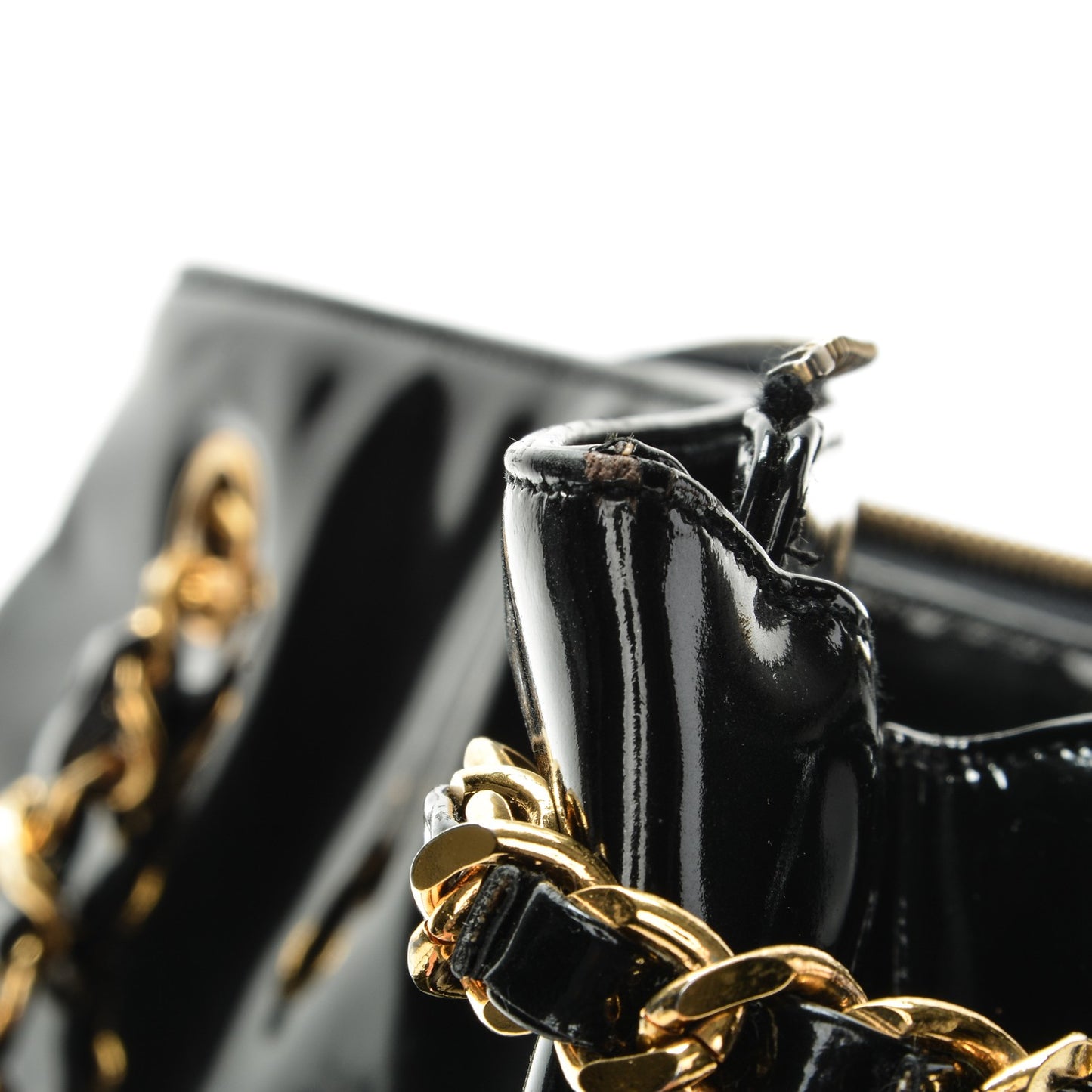 Patent CC Shoulder Bag Black