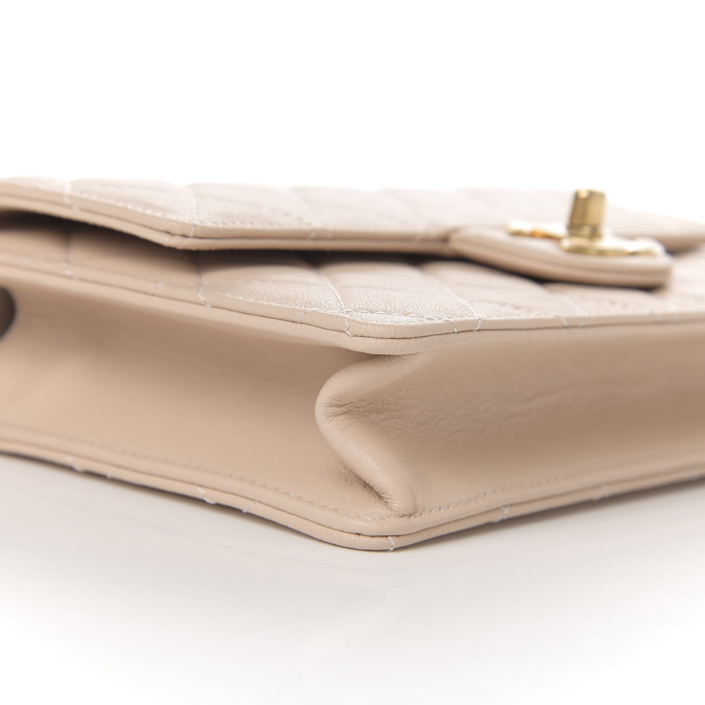Lambskin Quilted Small Chic Pearls Flap Beige