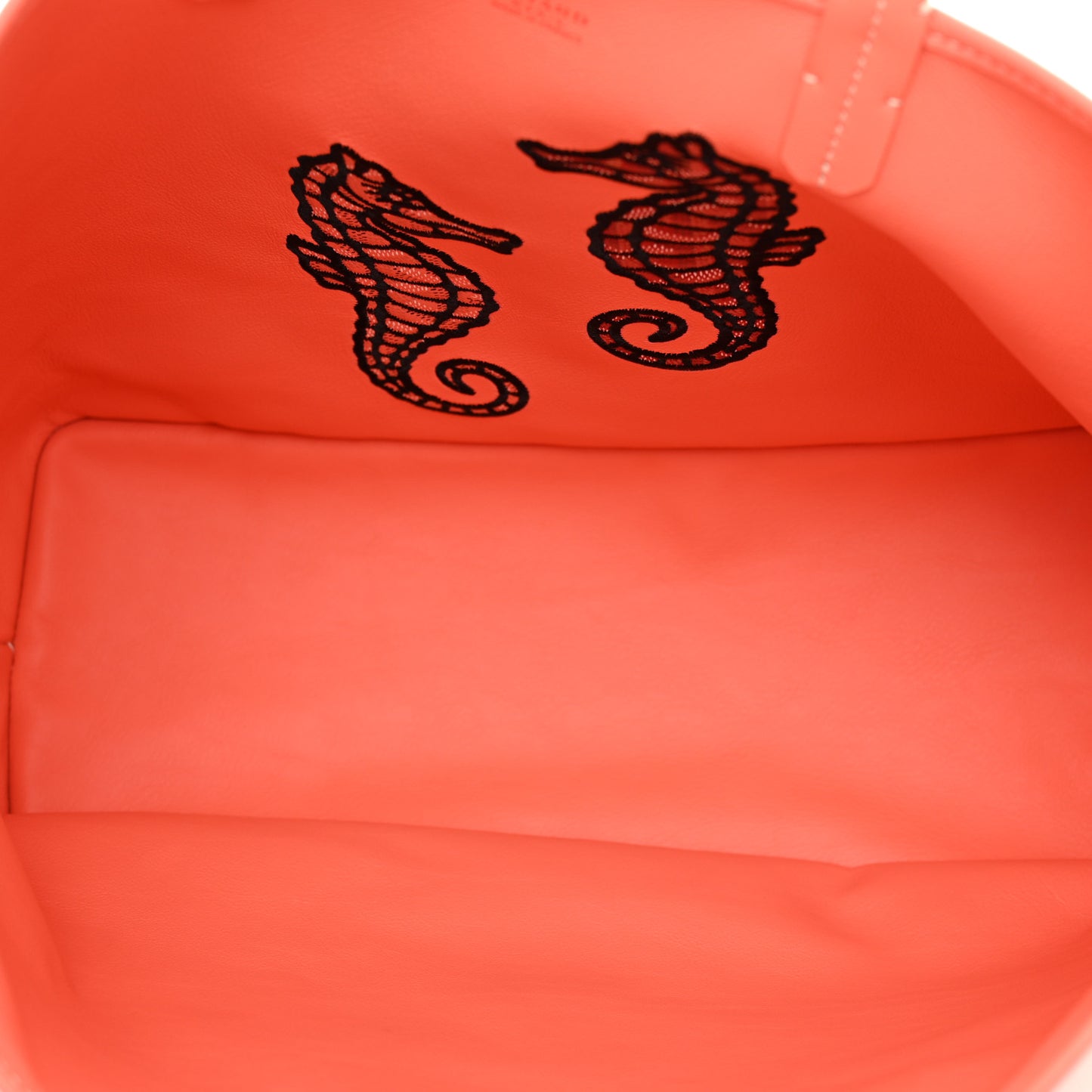 Goyardine Embroidered Seahorse Reversible Anjou PM Coral